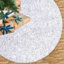 Christmas Tree Skirt White and Silver Tree Skirt Sequin Tree Skirts 36 Inch Round Velvet Tree Mats Christmas Decorations Luxury Tree Skirts Soft Thick Tree Floor Mat Rug for Holiday Home Party Events