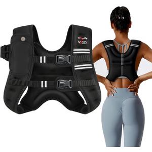 VBSD Weighted Vest Woman 6lb/8lb/12lb/16lb/20lb/25lb/30lb Weight Vest for Women Men Body Weight Vests for Walking Strength Training Running Workout Jogging Fitness (Black)