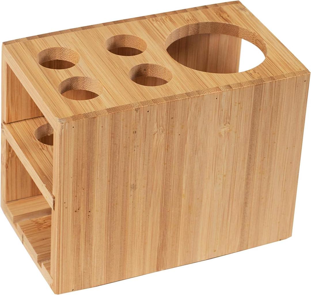 Bamboo Naturals Toothbrush Holder, Stores 4 Toothbrushes and 1 Toothpaste, Made of 100% Sustainable Bamboo, Stylish Bathroom Organizer Accessory, Easy to Clean and Odor Resistant