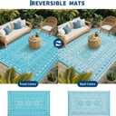Garvee Reversible Outdoor Rug 6x9 for Patio, Waterproof Outdoor Area Rug, Modern Medallion Indoor Outdoor Rugs, Plastic Straw Rug for RV, Camping, Deck, Vintage Blue