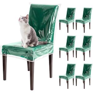 Clear Dining Chair Covers Heavy-Duty Plastic Waterproof Stool Seat Protectors W/21 x D/18 Dining Room Kitchen Outdoor Easy Clean Cover from Pet Claws Cat Scratch Dust Stain Spill Pet Hair(6)