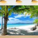 8X6ft Summer Hawaii Vacation Beach Photo Backdrop Blue Sky and Sunshine Theme Party Decorations Photography Backdrops Birthday Wedding Decor Banner Photo Studio