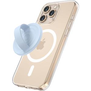 Magnetic Phone Grip Holder Compatible with MagSafe, Ultra Thin Silicone Finger Loop Ring Magnetic Grips for Back of Phone for iPhone Pro Max/Plus/16/15/14/13/12 Series, Baby Blue