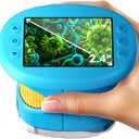 Odatay 4K 1000X Digital Microscope for Kids with Long Distance Viewing & 2.4" Screen, Portable Handheld Edu Toys for Kids Exploring Bugs Plants at Home Classroom & Outdoor Travel, Blue
