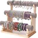 Velvet Bracelet Holder, 3 Tier Bracelet Organizer Display Holder for Women, Wooden Watch Holder Stand for Vendor Home, Bangles Display Stand for Scrunchies Bangles Storage Showcase, Grey