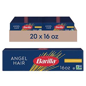 Barilla Angel Hair Pasta, 16 oz. Box (Pack of 20) - Non-GMO, Made with Durum Wheat Semolina - Kosher Certified