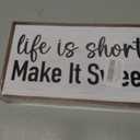 Life is Short Make it Sweet Wooden Box Sign Desk Decor,Rustic Farmhouse Love Sign Wood Block for Home Bedroom Shelf Tabletop Wall Decor