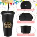 Birthday Party Tumblers 24 oz Squad Plastic Tumblers with Lid and Straw for 20th 30th 40th 50th 60th Birthday Decorations Favor for Women Adults(White, Black,6 Pcs)