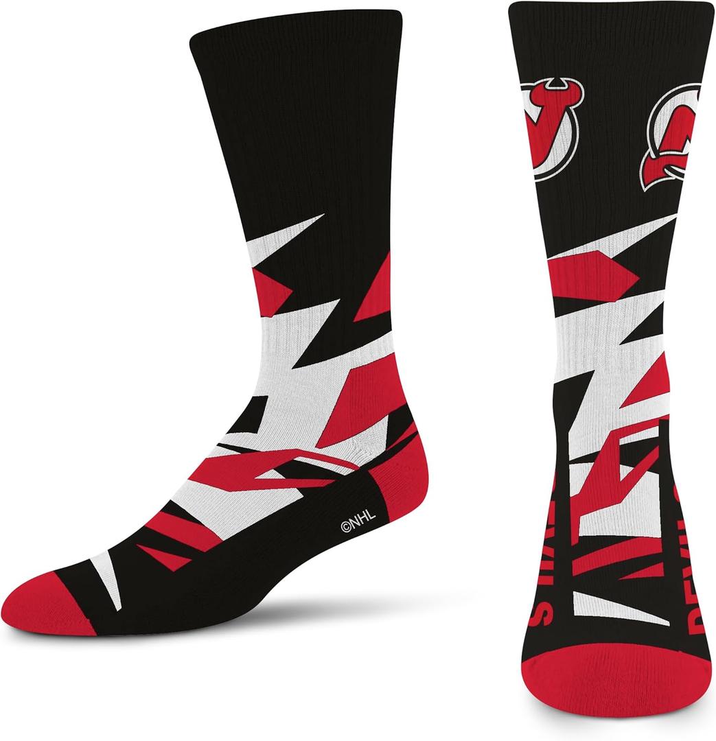 For Bare Feet NHL mens Shattered Camo Crew Sock Nhl (Large, Team Color)
