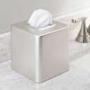 mDesign Steel Square Tissue Box Cover, Modern Facial Tissue Holder for Bathroom Vanity Countertops, Bedroom Dressers, Night Stands, Desks, Office and Tables - Unity Collection - Satin