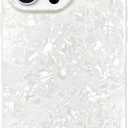 SCORPIFY for iPhone 16 Pro Case [Compatible with MagSafe] with White Pearl Design, Cute Clear Magnetic Phone Cover for Women Girls and Men, Slim Bumper with Mother of Pearl Shell Pattern