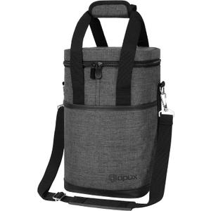 Opux Insulated Wine Tote, 4 Bottle Cooler Bag - Leakproof, Padded Portable Carrier for Travel, Picnic, BYOB - Gift for Wine Lovers (Charcoal Gray)