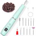 Cordless Electric Nail Drill with 360 Ring Light, Portable Nail File Kit for Acrylic, Gel Nails, Portable Home Manicure Kit for Manicure and Pedicure(Turquoise)