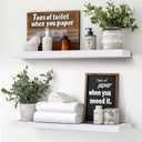 24"x6.8"x1.2" Solid Wood Floating Shelves 2-Pack - Rustic White Finish with Hidden Brackets, Perfect for Storage and Dcor in Living Room, Kitchen, Bedroom