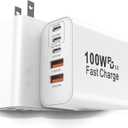 FEEL2NICE 2-Pack 100W USB C Charger Block,5-Port Fast Wall Charger [3 PD USB-C & 2 QC 3.0 USB-A], Compact Adapter for MacBook Pro, iPad, iPhone 17/16/15 Pro Max, Galaxy S26/S25 Ultra, Laptop