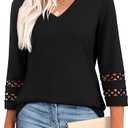 XIEERDUO 3/4 Length Sleeve Womens Tops Dressy Casual Blouses for Women 2025 Trendy V Neck T Shirts Summer Clothes (women XL)