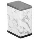 2.6 Gallon Small Office Bathroom Trash Can with Swing Lid,Living Room Bedroom Garbage can Wastebasket bin,Metal Decor Trash CanWhite Marble