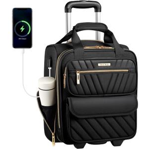 HotWay Underseat Carry On Luggage with Wheels, 16 inch Lightweight Under Seat Luggage, Small Soft Sided Personal Item Suitcase for Airline Travel, Black