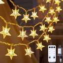Star String Lights Plug in - 33 ft 100 LED Star Fairy String Lights with Remote and Timer, Waterproof for Bedroom Porch Wedding Party Patio Garden Tent Indoor Outdoor Dcor, Warm White