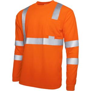 JORESTECH Safety Long Sleeve Shirt with High Visibility Reflective Strips and Front Pocket, ANSI Compliant (4X-Large, Orange)