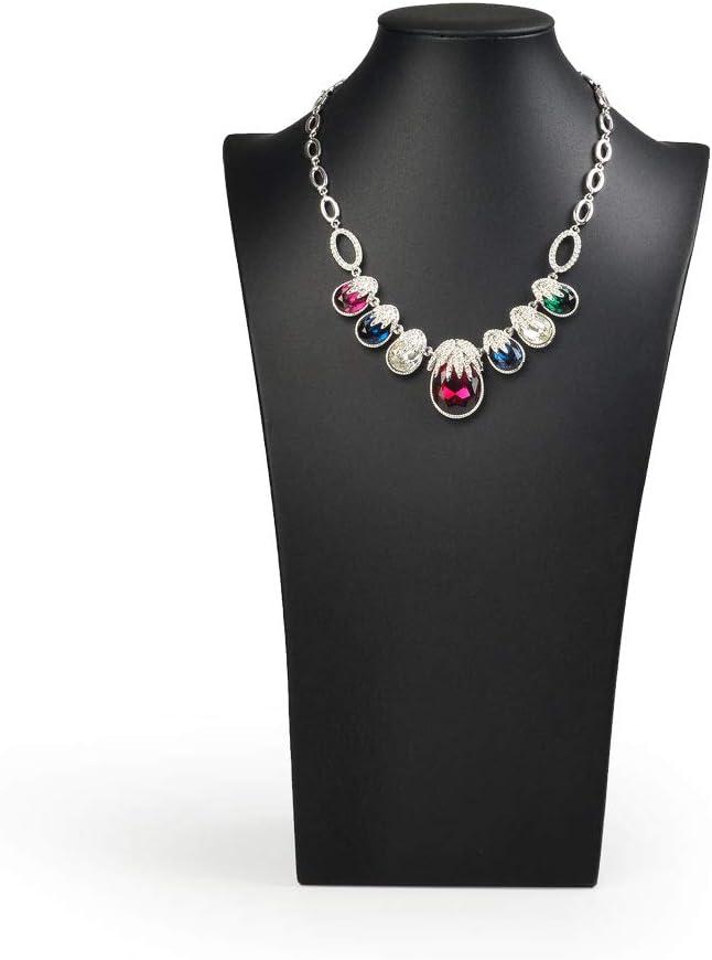 Oirlv Black Leatherette Necklace Pendant Chain Jewelry Bust Display Holder Stand (H15.34)