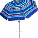 AMMSUN 7ft Heavy Duty High Wind Beach Umbrella Parasols with Sand Anchor Vent Tilt UV 50+ Sun Protection Portable Outdoor Sunshade Umbrellas Carry Bag for Patio Garden Pool Backyard Blue