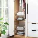 PUSDON Stackable Metal Storage Carts, Dual Use Shelf for Kitchen Fruit Vegetable Baskets with Wheels, Storage Rack for Living Room, Home & Office, Standard White 4 Tiers (4 Tier Standard)