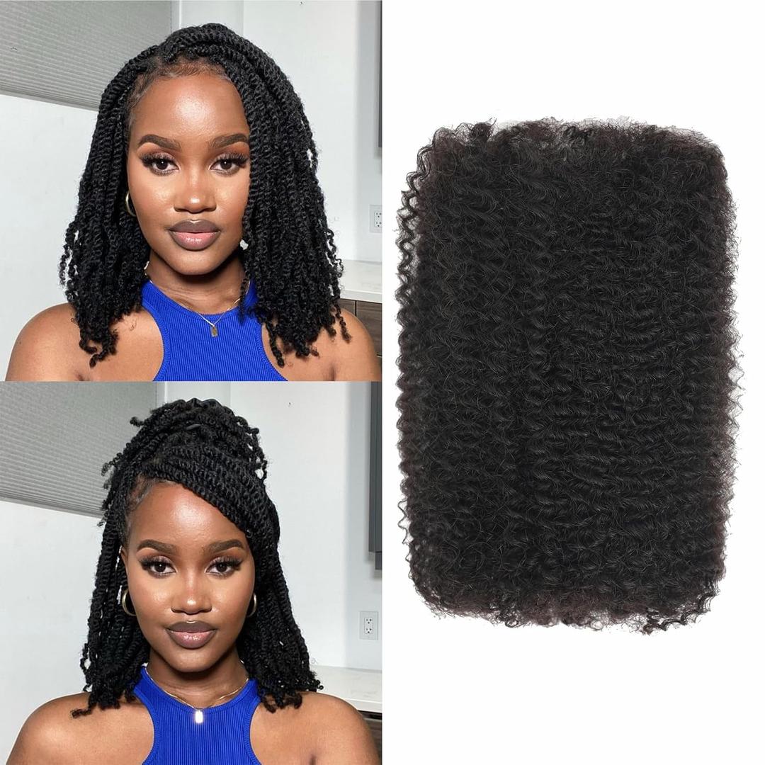 Afro Kinkys Bulk Human Hair 20-Inch 30g/bundle Natural Black Kinky-Curly Bulk Hair for Dreadlock Extensions Microloc Loc Repair Twist Braids - Bleachable and Dyable (1 B, 20 Inch)