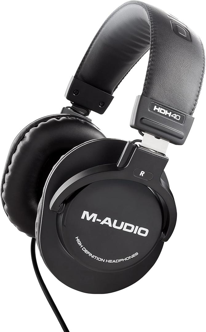 M-Audio HDH40  Over Ear Studio Headphones with Closed Back Design, Flexible Headband and 2.7m Cable for Studio Monitoring, Podcasting and Recording - Black