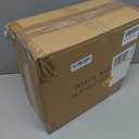 Small Bathroom Trash Can with Lid, 10L/2.6 Gal Slim Wastebasket - Odor & Pet Proof, Inner Bucket & Wood Grain Top, Plastic White Garbage Can for Kitchen, Bedroom, Living Room, Office, RV