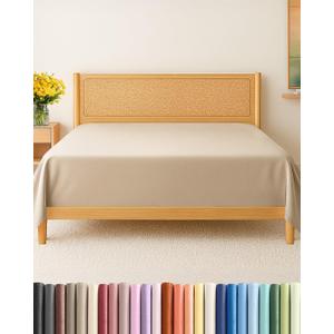 Twin XL Size Flat Sheet - College Dorm Top Flat Bed Sheet Only - Ultra-Soft, Breathable & Cooling - Fade & Wrinkle Resistant - Easy-Care, Stain & Shrink Resistant Bedding - Easy-Fit & Oeko-Tex - Cream