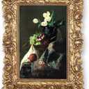 SIMON'S SHOP 5x7 Picture Frame Wall and Tabletop Photo Frames with Rose Flower and Buds Carvings, Vintage Home Decor (Gold)