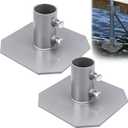 Stationary Dock Bottom Pad 8x8 Inch with 2-1/8 Inch Inner Diameter Grey Galvanized Steel Base Plate Heavy Duty Hardware for Floating Dock Support