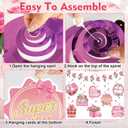 Happy Mother's Day Decorations, Mother's Day Banner Garland with Hanging Swirl Decorations, Pink Floral Mom Party Decor Set for Ceiling Home Party Backdrop Celebration