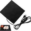 USB Heating Pad for Small Pets, Adjustable Temperature Heating Mat for Hamsters Squirrels Birds Chinchillas Reptile and Rabbits, Waterproof Warmth, 5.5x5.5in, Black
