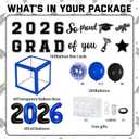 2026 Graduation Balloon Boxes Decorations Clear Balloon Box Stack with GRAD Letters for Graduation Party Table and Floor Display