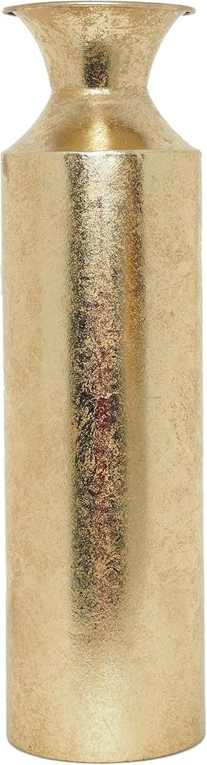 Hosley 16" High Gold Metal Decorative Tall Floor Vase - Metallic Centerpiece Vases for Floral Arrangements Home Decoration - Flower Bucket Vases for Gift, Spa, Reiki Meditation Settings O5 - Set of 1