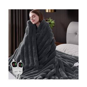 Heated Blanket Queen Size, Faux Fur Cozy Heating Blanket with Overheat Protection, 1/2/4/6/8 Hours Auto-Off 10 Heat Level, Machine Washable (84x90 Inches, Darkgrey)