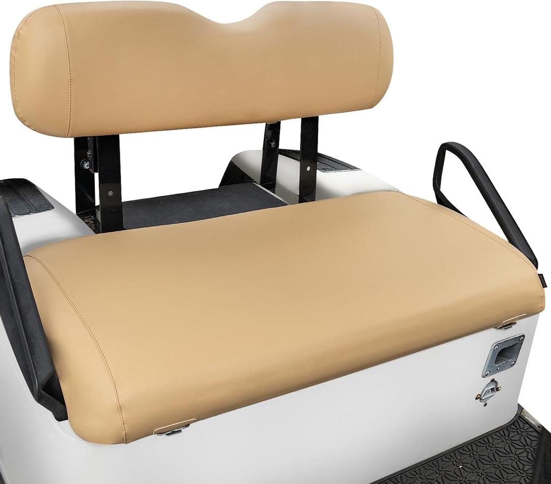 NOKINS Leather Front Golf Cart Seat Covers Fit EZGO TXT 1994-2013/EZGO RXV OEM Ordinary Front Seat Cushion,Smooth and Simple Style,No Stapler,Golf Cart Vinyl Waterproof Replacement Seat Cover, Tan