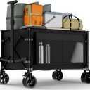 Favoyard Collapsible Wagon Carts Foldable 150L & 360LBS Portable Folding Wagons with All-Terrain Wheels & Brakes Heavy Duty Outdoor Utility Cart for Beach/Grocery/Camping/Shopping/Sports/Garden, Black