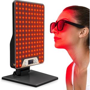 red Light Therapy Panel 630nm 660nm 850nm Combined Wavelengths | Portable Red Light Therapy Panel for Face & Body, 9 Timers, 9 Powers, Adjustable Angle black