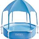 INTEX 28209EP Canopy Metal Frame Above Ground Swimming Pool: 6ft x 15in Built-In Canopy Sprayer Puncture-Resistant Material Easy Assemble 185 Gallon Capacity