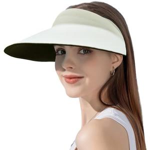 ZOORON Sun Visor Hats for Women Men Wide Brim Sun Hats Women Men Adjustable Ponytail Sun Hats Foldable UPF 50+ Pack of 3