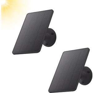 2 Pack Solar Panel Compatible with WYZE Battery Cam Pro, 5V Solar Panel for Security Camera Charger Micro USB & USB-C, 10ft Charging Extension Cable and Adjustable Wall Mount, Black