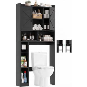 Farmhouse Over The Toilet Storage Cabinet with Barn Door, Reversible Side, 31.1" W x 7.5" D x 66.9" H