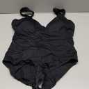 Cromi One Piece Swimsuit Women Square Back Ribbed Bathing Suit V Neck Push Up Bathing Suits Modest Swimwear (Small, black)