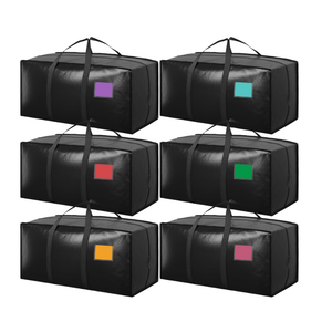 RMOHRO 6 Pack Extra Large Heavy Duty Moving Bags with Reinforced Zipper & Wide Handles, MoistureResistant Storage Bins Packing Cubes for Clothes, College Dorm, Travel, and Home Organization, Black