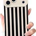 NITITOP Compatible for iPhone 17 Pro Max Case Cute Stylish Line Stripe Pattern Design for Women Girls Soft TPU Shockproof Full Camera Protective Phone Cover - White Black
