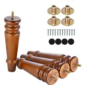 Maricome 8 Inch Furniture Legs Set of 4 Pre-drilled M8 Bolt Wood Replacement Sofa Legs for Cabinet Couch Chair Mid Century Screw in