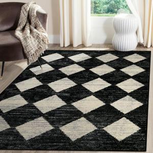 Lahome Machine Washable Area Rugs for Bedroom Aesthetic, 4x6 Soft Living Room Area Rug Non Slip Entryway Rugs, Moroccan Trellis Printed Black and White Indoor Kitchen Carpet for Bedside Office